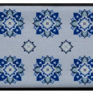 Ozdobná premium rohožka- modrý kvetinový vzor