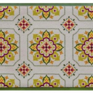 Ozdobná premium rohožka – zelený kvetinový vzor dlažby