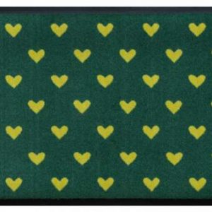Srdiečkový vzor-premium rohožka – žlté srdiečka