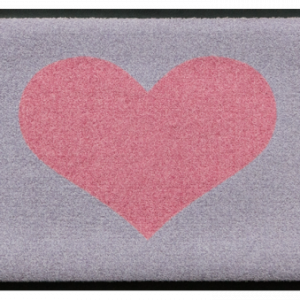 Srdiečkový vzor-premium rohožka – sivo-ružová